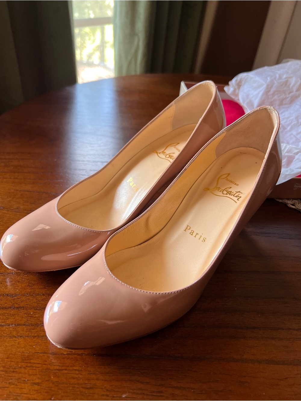 Christian Louboutin Blush Patent Round-Toe Pumps